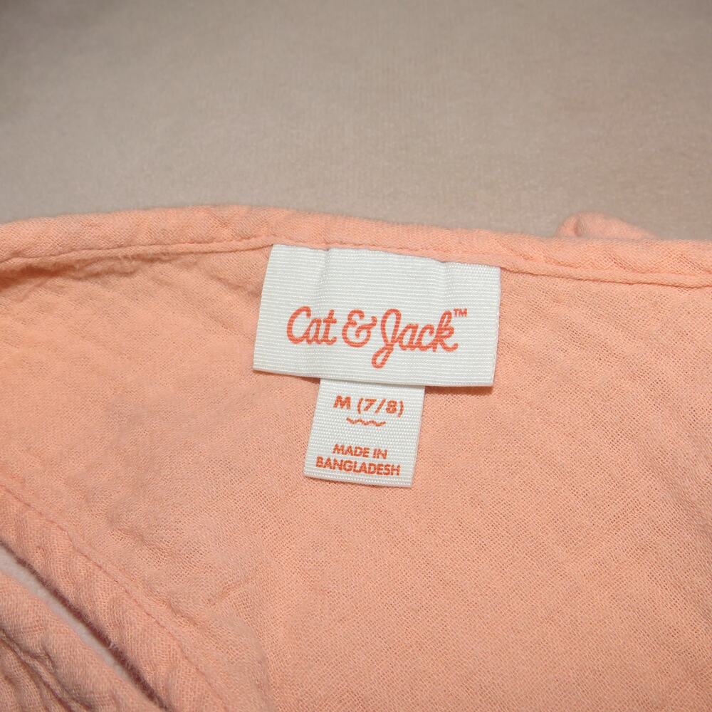 Cat & Jack Orange Sleeveless Tiered Cotton Gauze Girls Dress - Picture 5 of 6